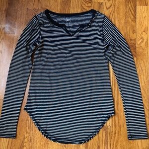 GAP Striped Split Neck Long Sleeve T-Shirt
